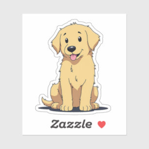 Goldener Retriever, bezaubernder Anime, klein Aufkleber