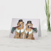 Goldener Retriever bläst Neujahrshörner Karte (Vorderseite)