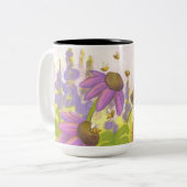 Goldener Retriever, Blumen u. Bienen/Tasse Zweifarbige Tasse (Vorderseite Links)