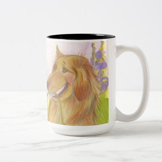 Goldener Retriever, Blumen u. Bienen/Tasse Zweifarbige Tasse (Rechts)