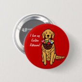 Goldener Retriever-Cartoon Button (Vorne & Hinten)