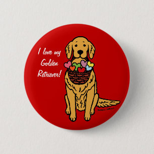 Goldener Retriever-Cartoon Button