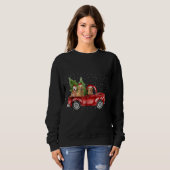 Goldener Retriever, der rotes LKW-WeihnachtsShirt Sweatshirt (Vorne ganz)
