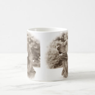 Goldener Retriever des Sepia mit Rose Kaffeetasse