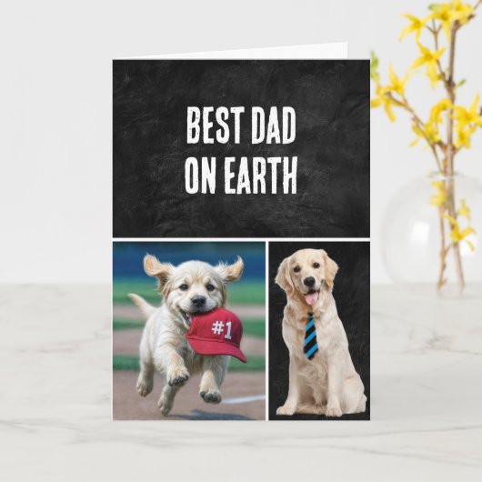 Goldener Retriever des Vaters mit schwarzem Leder Karte (Gelbe Blume)