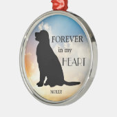 Goldener Retriever-ErinnerungsName-Silhouette Silbernes Ornament (Links)