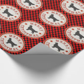 Goldener Retriever-frohe Weihnacht-Emblem auf Geschenkpapier (Ecke)