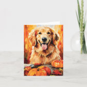 Goldener Retriever Herbst Erntedank Karte (Vorderseite)
