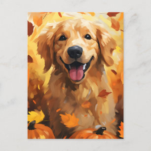 Goldener Retriever Herbst Erntedank Postkarte