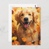 Goldener Retriever Herbst Erntedank Postkarte (Vorne/Hinten)
