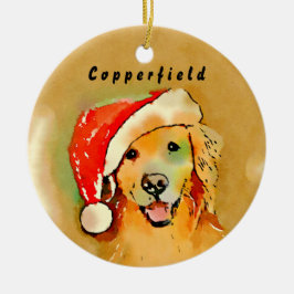 Goldener Retriever-Hund mit rotem Keramikornament