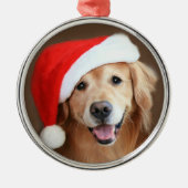 Goldener Retriever-Hund mit roter Ornament Aus Metall (Vorne)