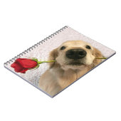 Goldener Retriever-Hund mit Roter Rose Notizblock (Linke Seite)