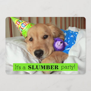 Goldener Retriever-Hundesleepover-Schlummer-Party Einladung