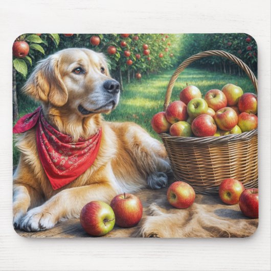 Goldener Retriever im Apfelgarten Mousepad (Vorne)