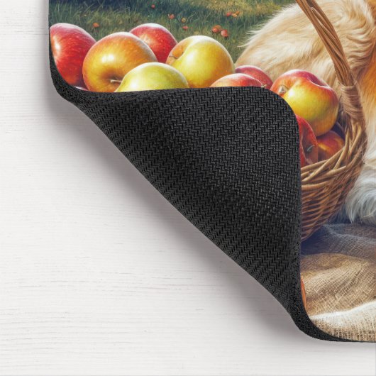 Goldener Retriever im Apfelgarten Mousepad (Ecke)