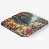 Goldener Retriever im Apfelgarten Pappteller (Gewinkelt)