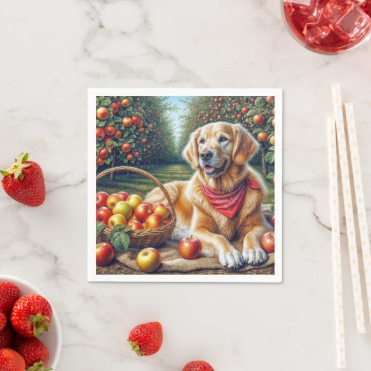 Goldener Retriever im Apfelgarten Serviette (Beispiel)