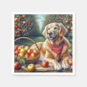 Goldener Retriever im Apfelgarten Serviette (Vorderseite)