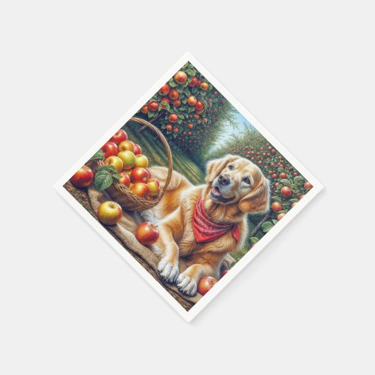 Goldener Retriever im Apfelgarten Serviette (Ecke)