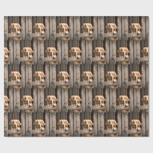 Goldener Retriever im Bargelfenster Geschenkpapier (Flach)