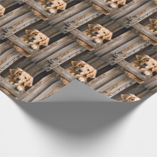 Goldener Retriever im Bargelfenster Geschenkpapier (Ecke)