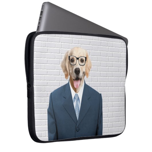 Goldener Retriever im Business Anzug Laptopschutzhülle (Vorne Rechts)