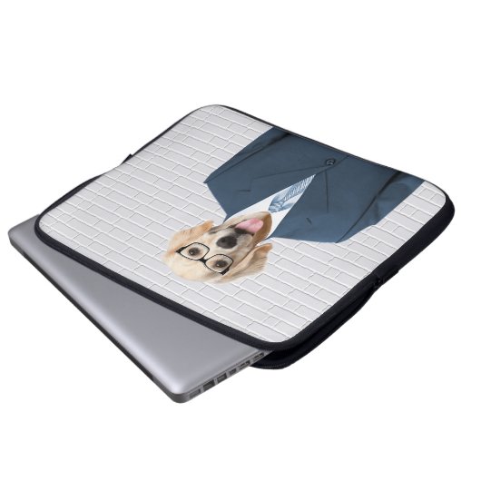 Goldener Retriever im Business Anzug Laptopschutzhülle (Vorne Knopf)