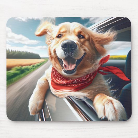 Goldener Retriever im Fenster des Autos Mousepad (Vorne)