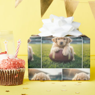 Goldener Retriever im Fußball Geschenkpapier