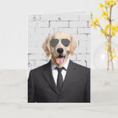 goldener Retriever im geschäftlichen Anzug Karte (Gelbe Blume)