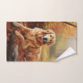 Goldener Retriever im Herbst Leaves Inspiriert Badhandtuch Set (Handtuch)