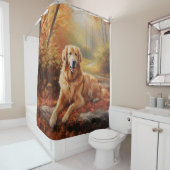 Goldener Retriever im Herbst Leaves Inspiriert Duschvorhang (Beispiel)