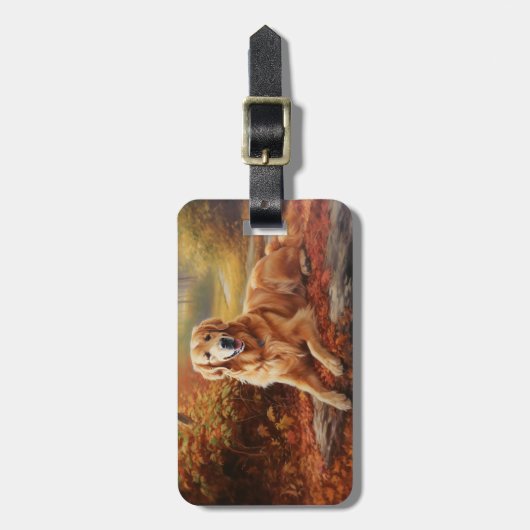 Goldener Retriever im Herbst Leaves Inspiriert Gepäckanhänger (Vorderseite vertikal)