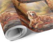 Goldener Retriever im Herbst Leaves Inspiriert Geschenkpapier (Rolleneckpunkt)