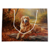 Goldener Retriever im Herbst Leaves Inspiriert Große Geschenktüte (Vorderseite)