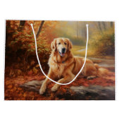 Goldener Retriever im Herbst Leaves Inspiriert Große Geschenktüte (Rückseite)
