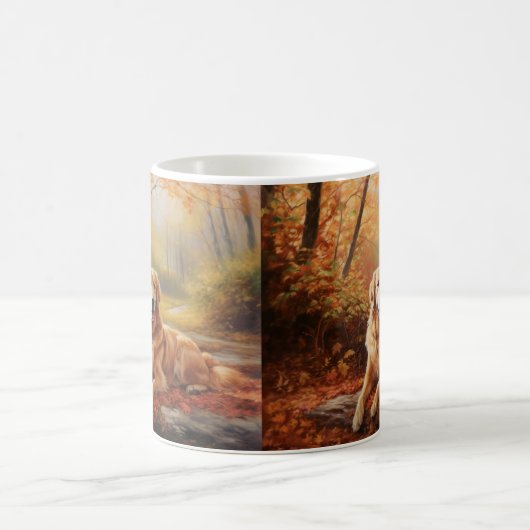 Goldener Retriever im Herbst Leaves Inspiriert Kaffeetasse (Mittel)