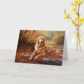 Goldener Retriever im Herbst Leaves Inspiriert Karte (Gelbe Blume)