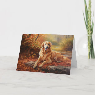 Goldener Retriever im Herbst Leaves Inspiriert Karte