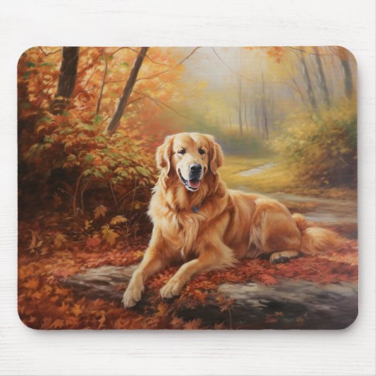Goldener Retriever im Herbst Leaves Inspiriert Mousepad (Vorne)