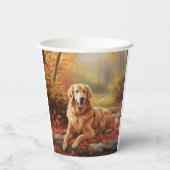 Goldener Retriever im Herbst Leaves Inspiriert Pappbecher (Rückseite)
