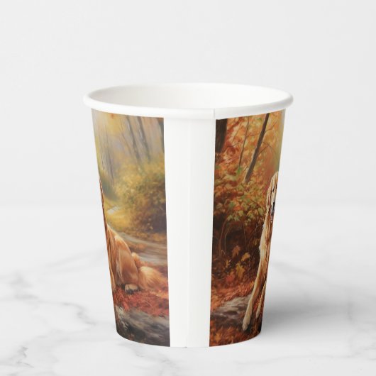 Goldener Retriever im Herbst Leaves Inspiriert Pappbecher (Rechts)