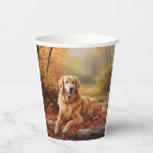 Goldener Retriever im Herbst Leaves Inspiriert Pappbecher (Vorderseite)
