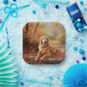 Goldener Retriever im Herbst Leaves Inspiriert Pappteller (Party)