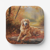 Goldener Retriever im Herbst Leaves Inspiriert Pappteller (Vorderseite)