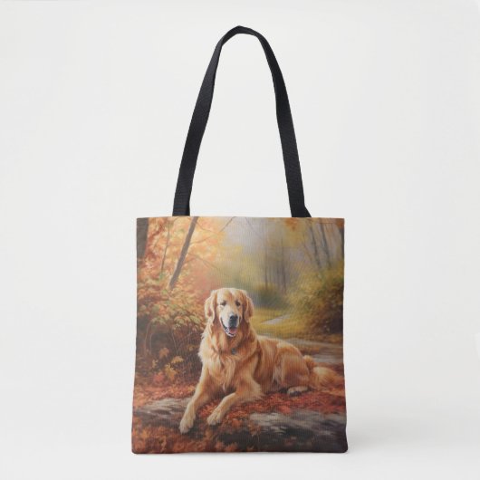 Goldener Retriever im Herbst Leaves Inspiriert Tasche (Vorderseite)