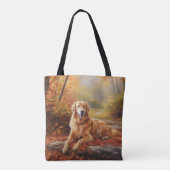Goldener Retriever im Herbst Leaves Inspiriert Tasche (Rückseite)