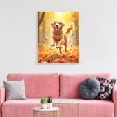 Goldener Retriever im Herbstwald Leinwanddruck (Insitu (Wohnzimmer))