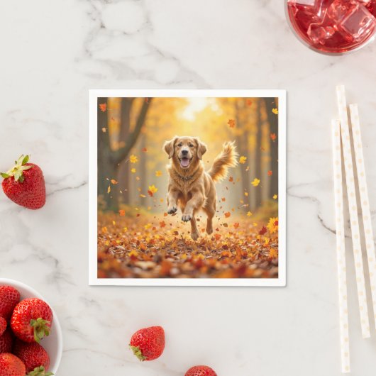 Goldener Retriever im Herbstwald Serviette (Beispiel)